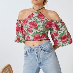 Anthropologie  Floral Crop Top
